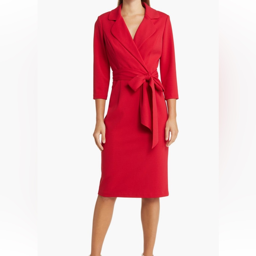 Adrianna Papell Tie Belt Faux Wrap Dress